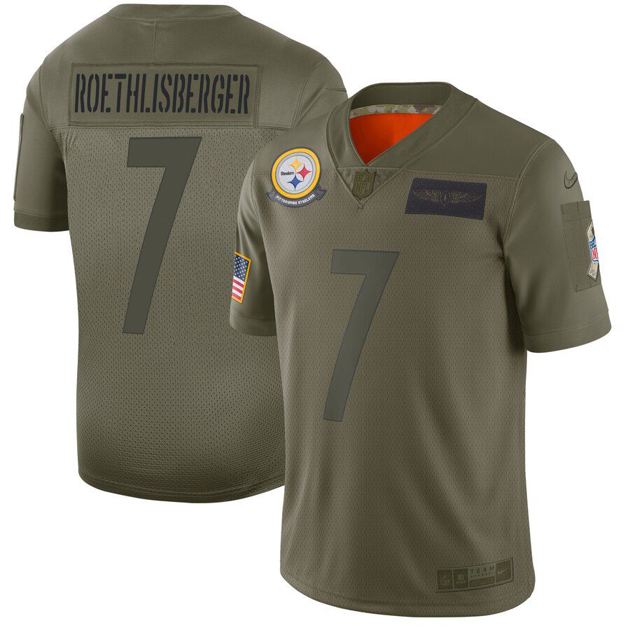 Men Pittsburgh Steelers #7 Roethlisberger Green Nike Olive Salute To Service Limited NFL Jerseys->pittsburgh steelers->NFL Jersey